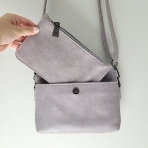 S&Q Vegan Leather Crossbody Purse Lilac With Pouch